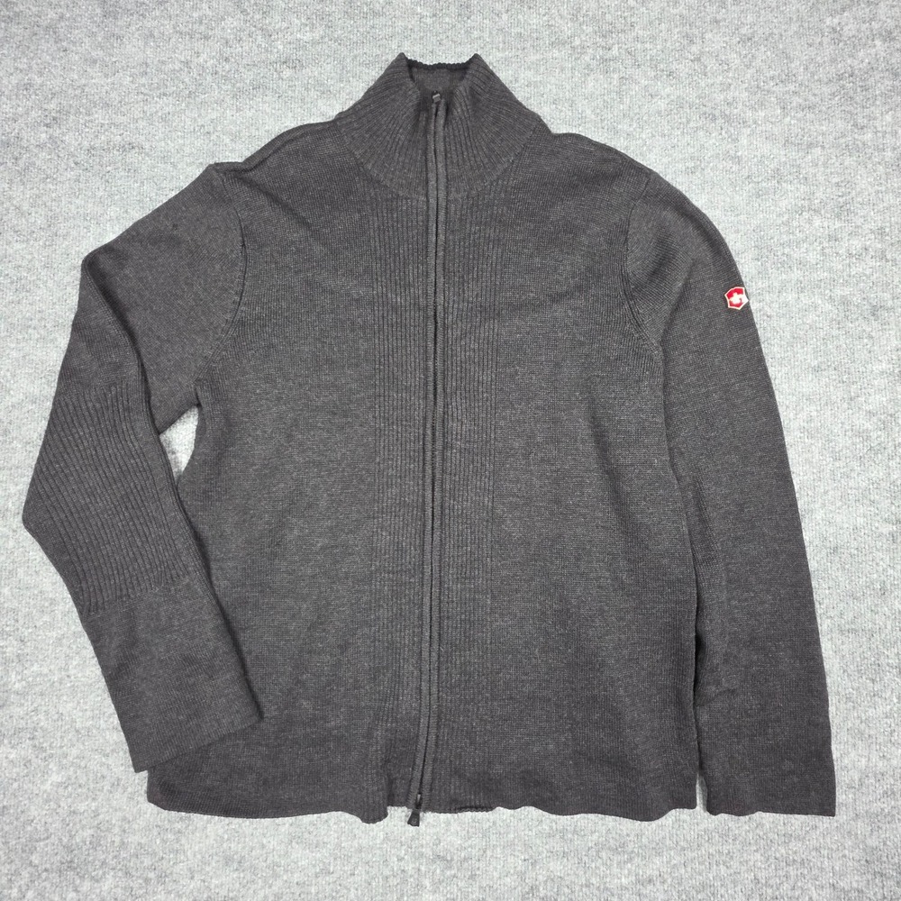 Victorinox Wool Zip Jacket Men's Large Gray Full Zip Knit Warm